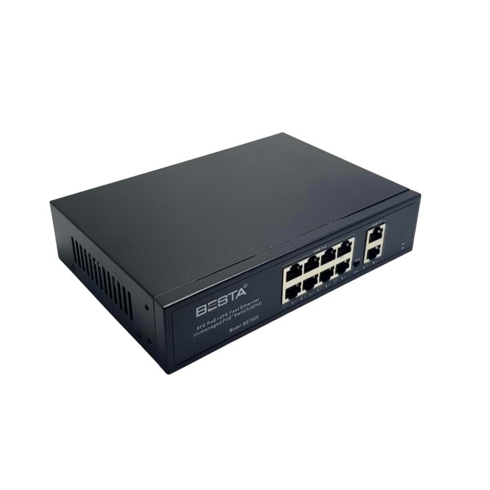 BST-820G BESTA 8 Port 10/100 POE + 2 Port 1000 UPLink Switch