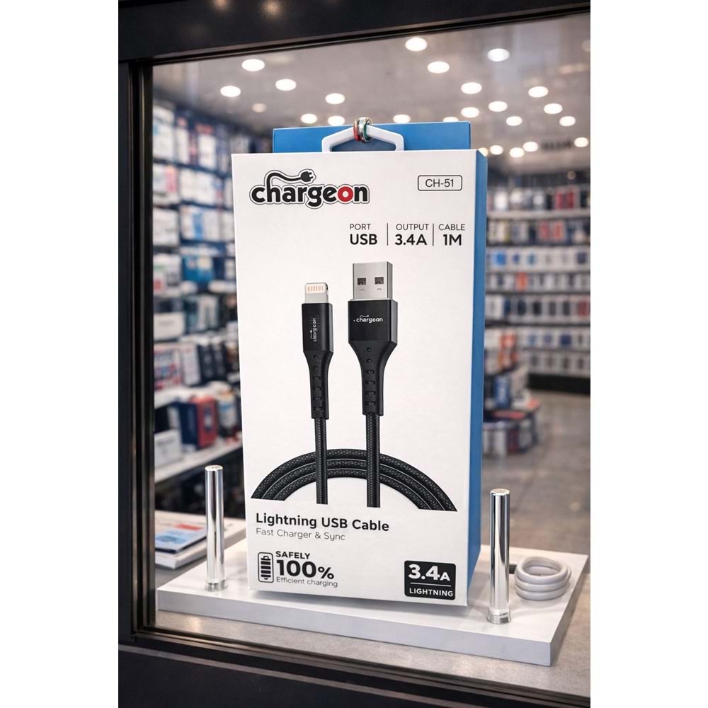 CH-51 Chargeon 3.4A Lightning Fast Şarj Kablosu