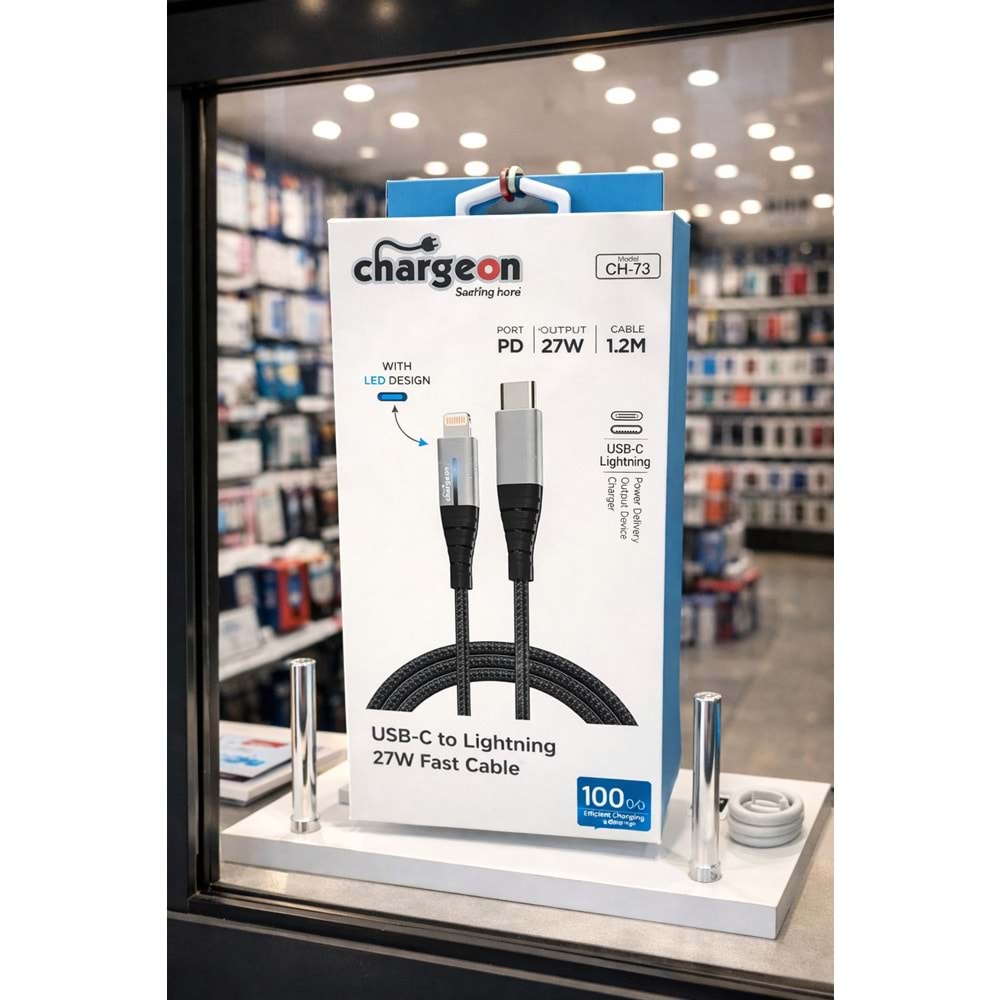 CH-73 Chargeon 27W USB C to Lightning Fast Şarj Kablosu