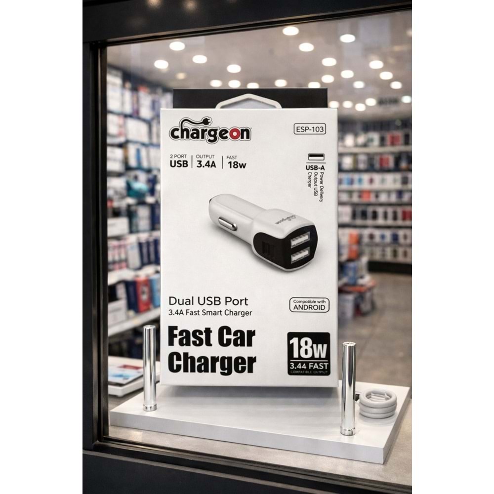 ESP-103 Chargeon 18W 3.4A Oto Şarj Başlık