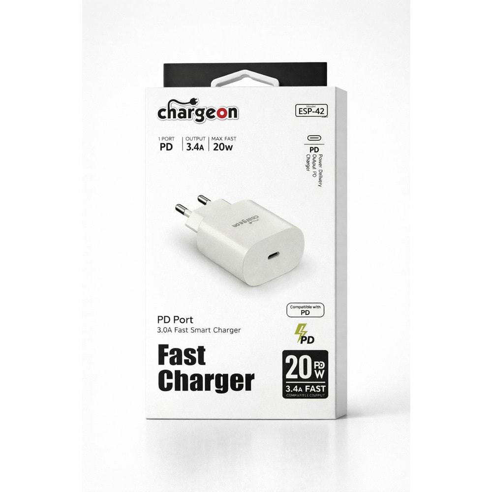 ESP-42 Chargeon 3.4A 20W EV Tipi Şarj Kafa PD Girişli