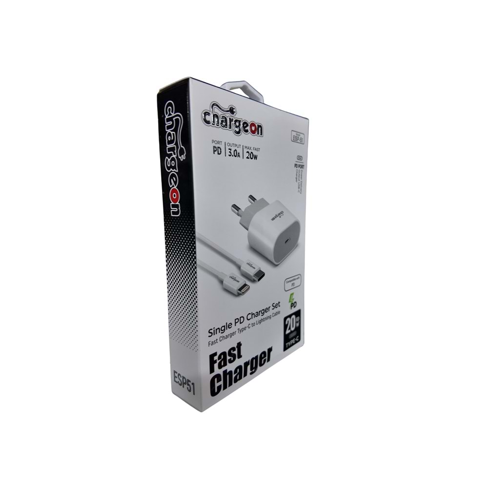 ESP-51 Chargeon 20W EV Tipi Şarj Kafa PD+IOS Girişli