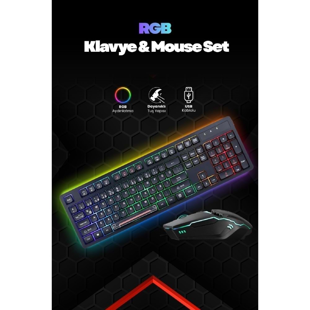 C-66 Concord Gaming Işıklı Chocolate Q Klavye + Mouse - AKT00686