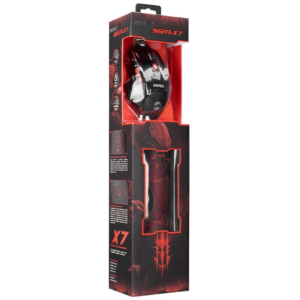 SGM-X7 Everest Usb Siyah Gaming Oyuncu Mouse + Pad