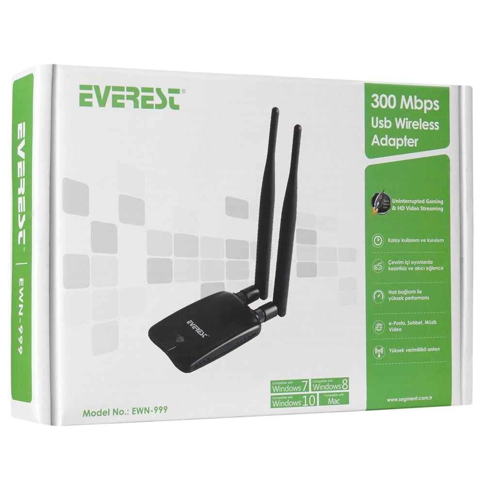 EW-999 Everest 300mbps Yüksek Hız Çift Anten Kablosuz Adaptör