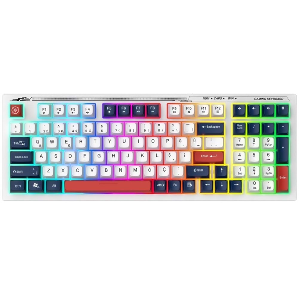 KB-98 Everest SILENT TKL 4 Renk Rainbow Q Membrane Klavye