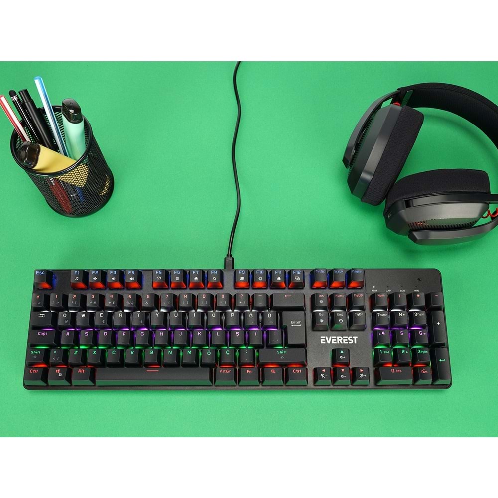 KB-MK1 Everest Lumos USB Rainbow Aydınlatmalı Mekanik Oyuncu Klavye