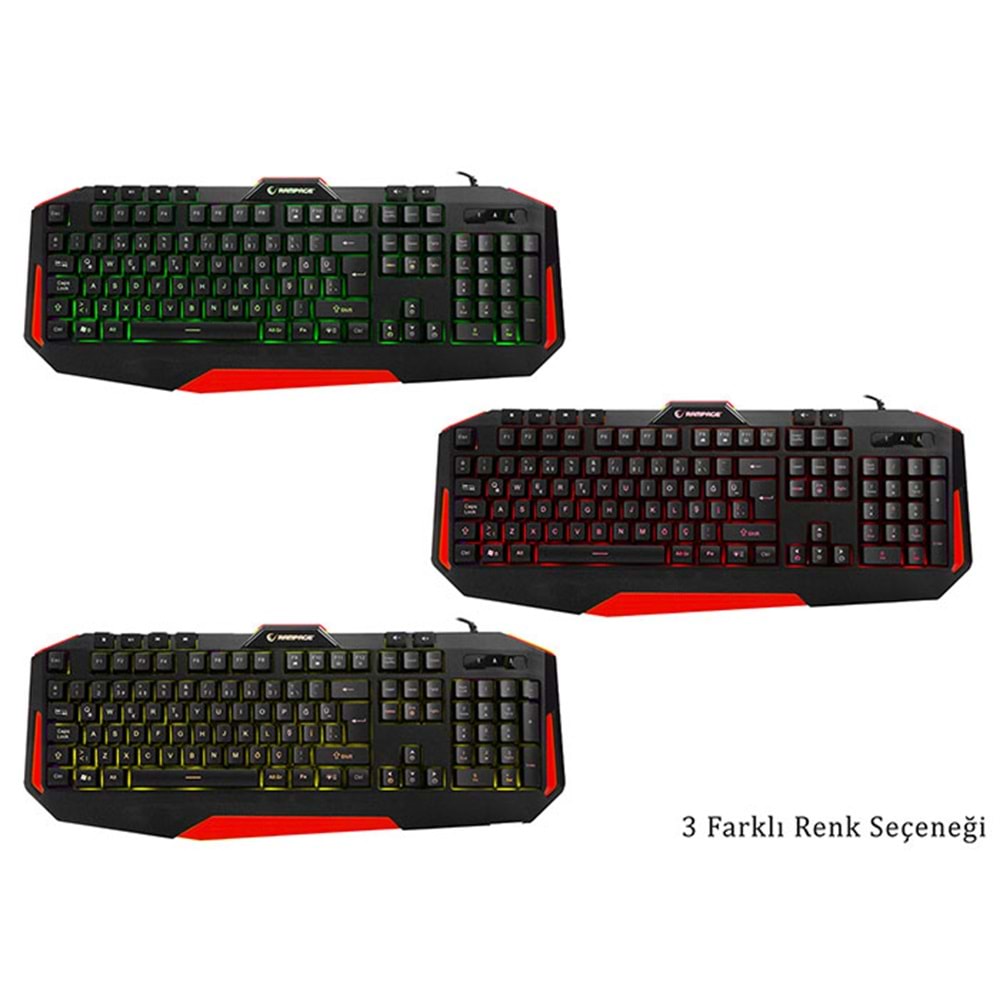 KB-RX7 Alpor Pro Everest Rampage Usb Kırmızı 3Renk Aydınlatmalı Klavye