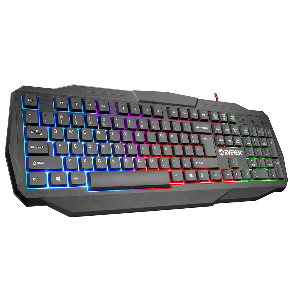 KMX-86 Olivine Everest Usb Siyah RGB Işıklı Oyuncu Klavye+Mouse Set