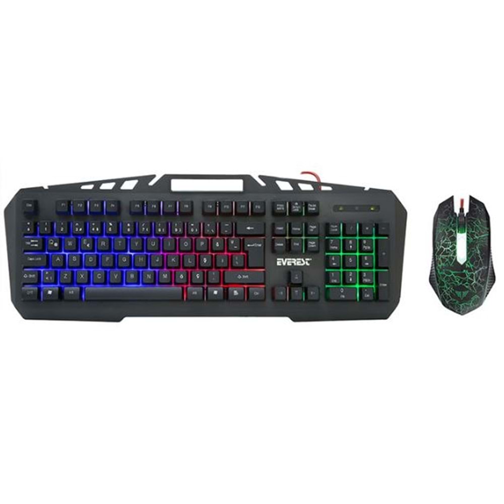KMX-99 Everest Usb Gökkuşağı Zemin Aydınlatmalı Oyuncu Klavye+Mouse