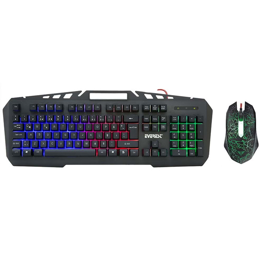 KMX-99 Everest Usb Gökkuşağı Zemin Aydınlatmalı Oyuncu Klavye+Mouse