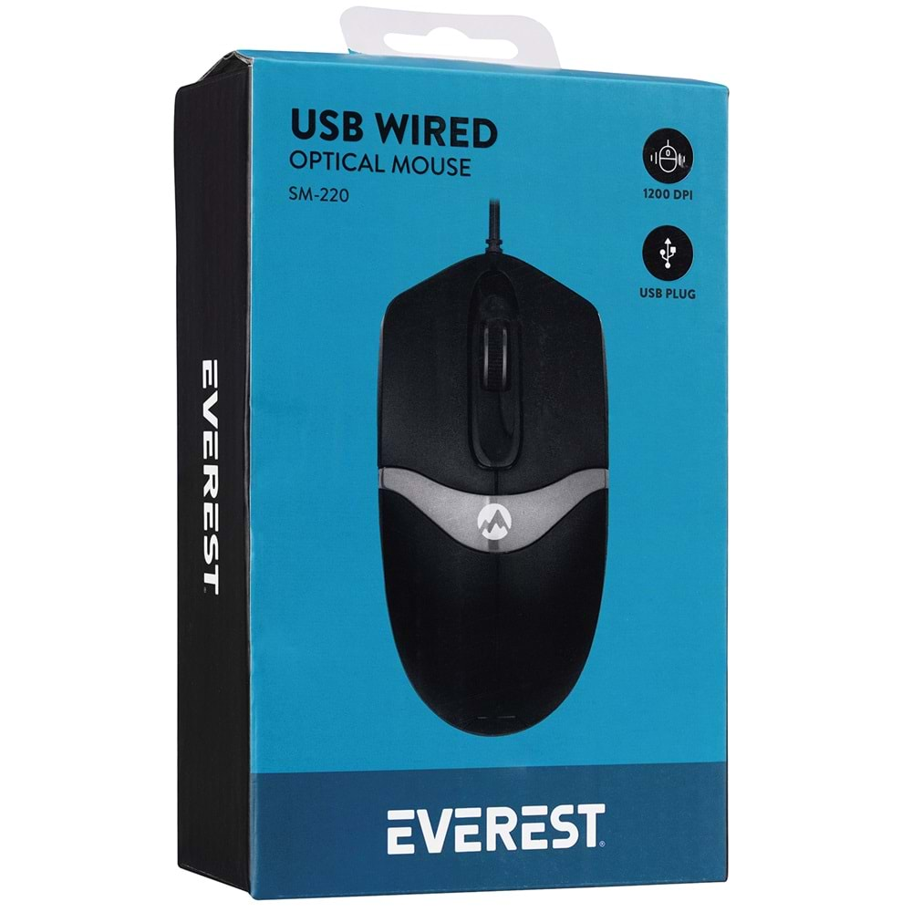 SM-220 Everest Usb Renkler 1200DPİ 3D Optik Mouse