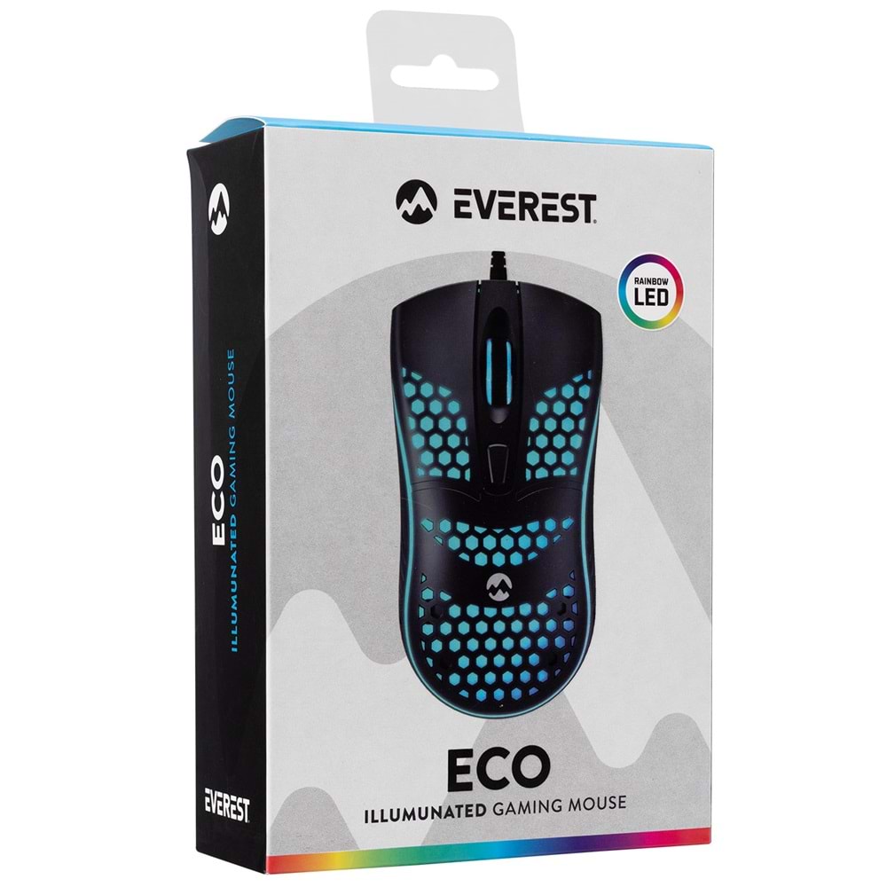SM-654 Everest Usb Eco Siyah 4D Optik Led Işıklı Gaming Oyuncu Mouse