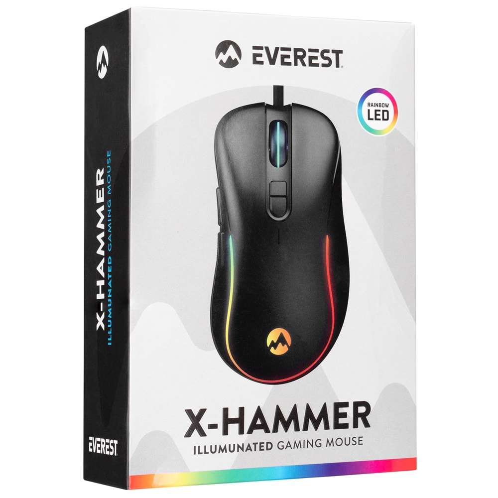 SM-G58 X-Hammer Everest Usb Siyah 7D 7200Dpi Led Işıklı Oyuncu Mouse