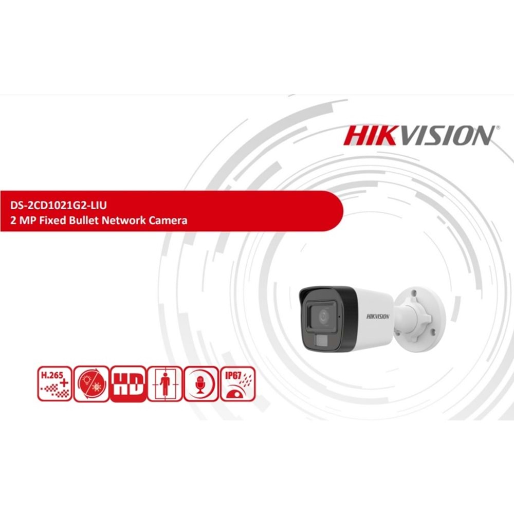 Hikvision DS-2CD1021G2-LIUF 2.8 mm 2 Mp Smart Hybird Light Bullet Ip