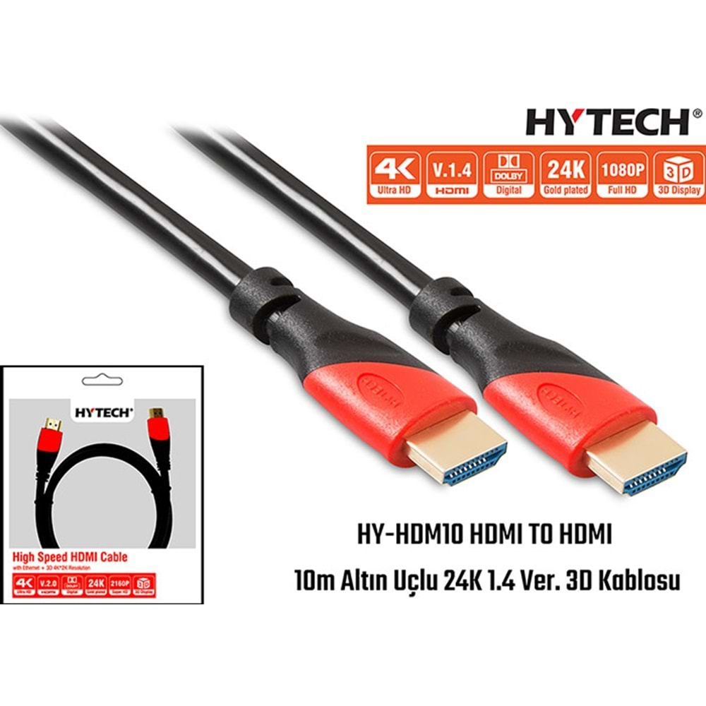 HY-HDMI10 Hytech Hdmı To Hdmı 10M Alt. Uç 24k 1 Ver.3d Kablo(Hy-Hdm10)