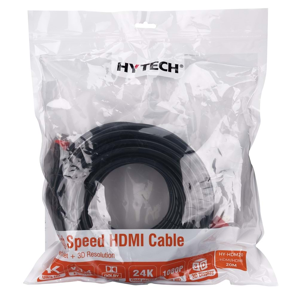 HY-HDMI20 Hytech Hdmı To Hdmı 20m Altın Uçlu 24k 1 Ver.3d Kablo