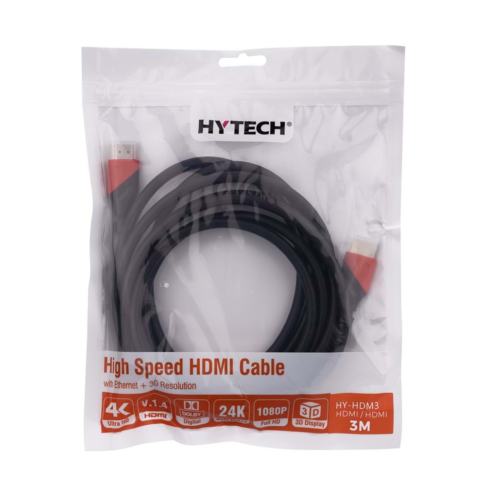 HY-HDMI3 Hytech Hdmı To Hdmı 3m Altın Uçlu 24k 1 Ver.3d Kablo(Hy-Hdm3)