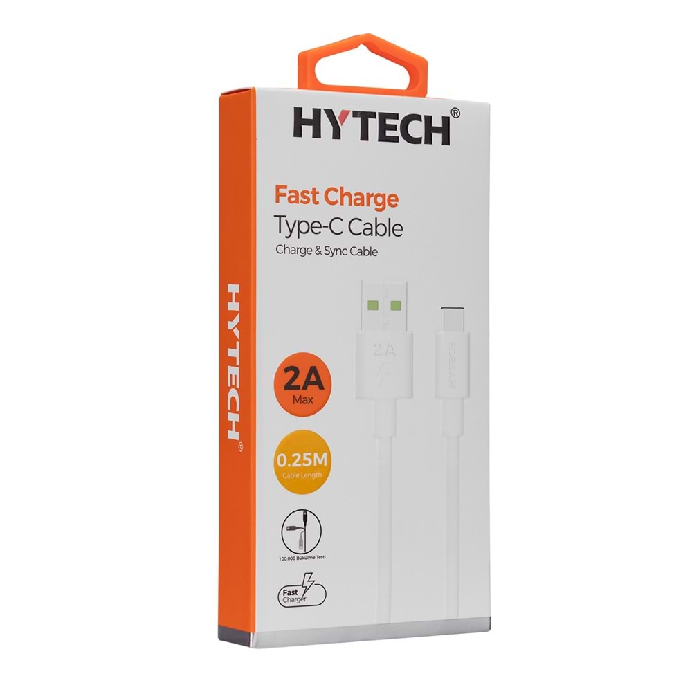 HY-X104 Hytech 0.25M 2A Type-C Beyaz Şarj Kablosu