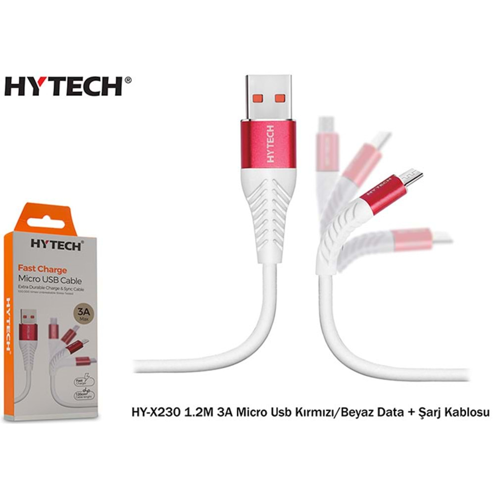 HY-X230 Hytech 1.2M 3A Micro Usb Data + Şarj Kablosu 3renk