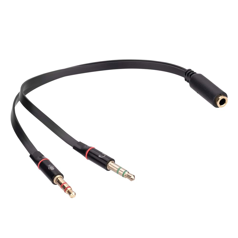 HY-X78 Hytech Siyah Audio + Micro To 3,5mm 0.15m Kulaklık Çevirici