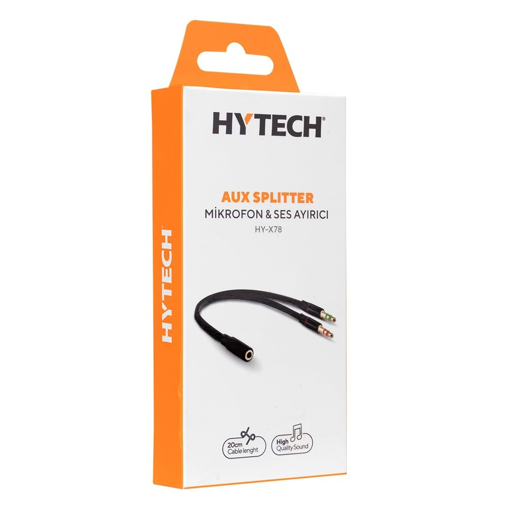 HY-X78 Hytech Siyah Audio + Micro To 3,5mm 0.15m Kulaklık Çevirici