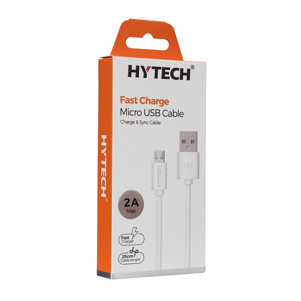 HY-X88 Hytech 0.25M 2A Micro Usb Beyaz Şarj Kablosu