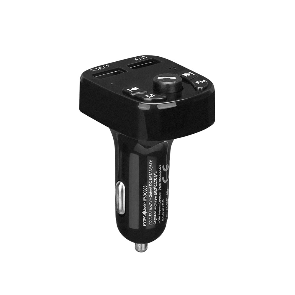 HY-XCB35 Hytech 5V/3.1A Led Ekran Usb Siyah Bluetooth Fm Transmitter