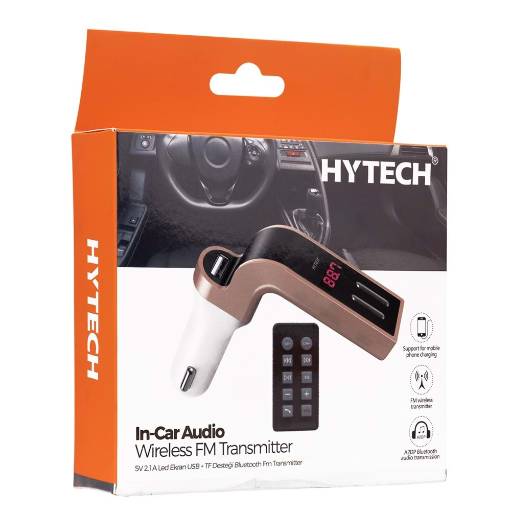 HY-XCB75 Hytech 5v/2.1a LedEkran Usb+Tf Destek Bluetooth FmTransmitter