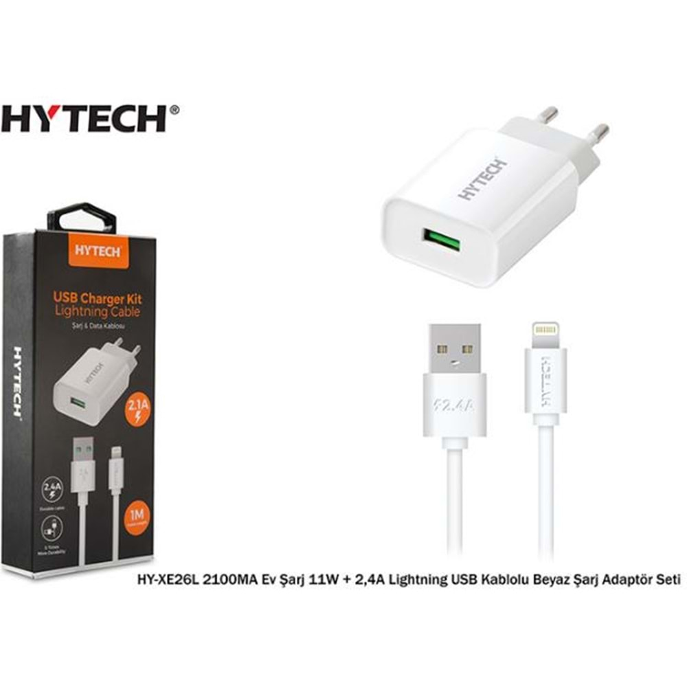 HY-XE26L Hytech 2A Lightning Usb Kablo + 2100MA Ev Şarj Seti 11W