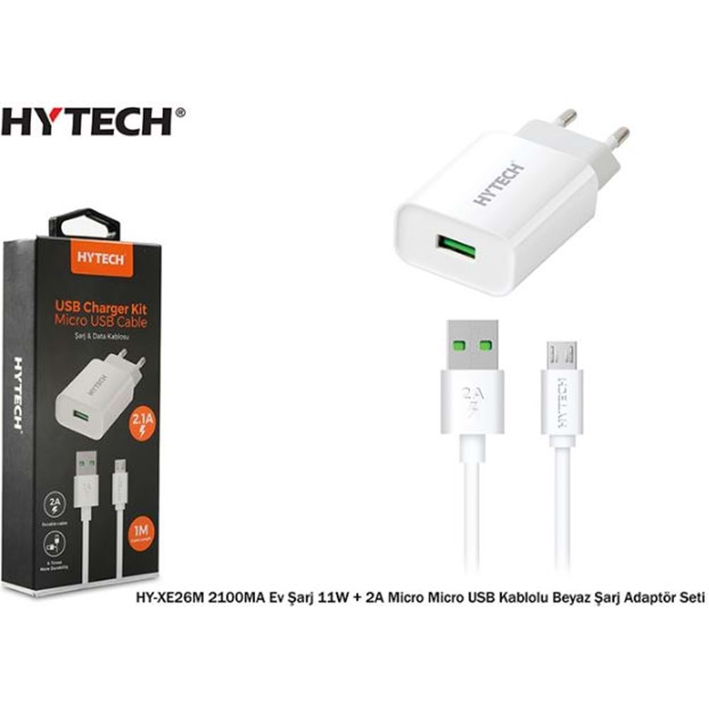HY-XE26M Hytech 2A Micro Usb Kablo + 2100MA Ev Şarj Seti 11W