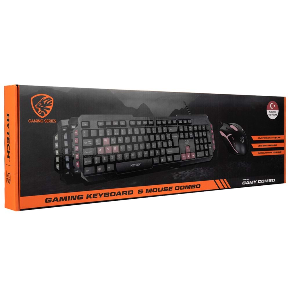 HYK-46 Hytech Gamy Combo Siyah Usb Gaming Oyuncu Klavye+Mouse Set