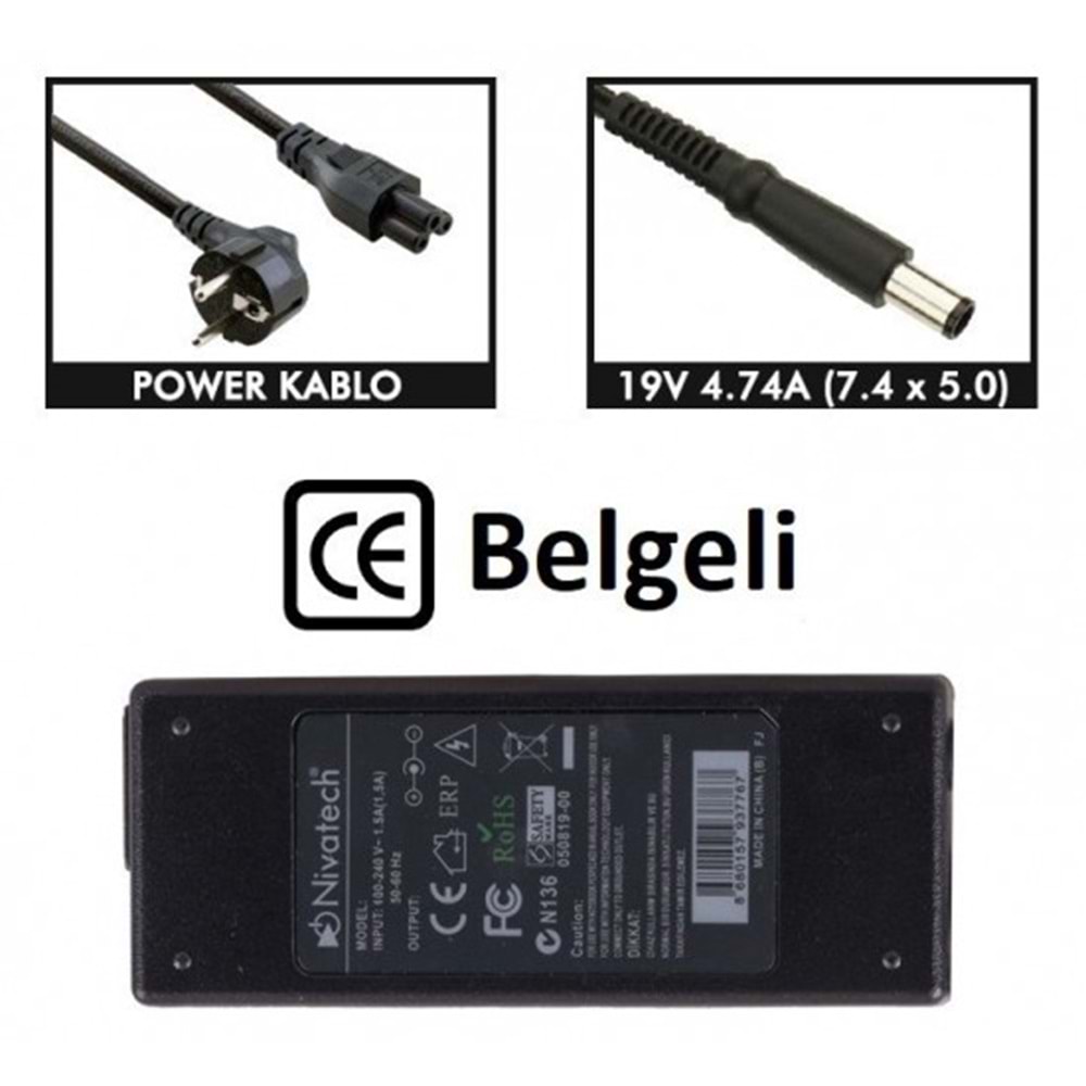 NTC-BC912 19V - 4.74A ( 7.4*5.0 ) Nivatech Notebook Adaptörü