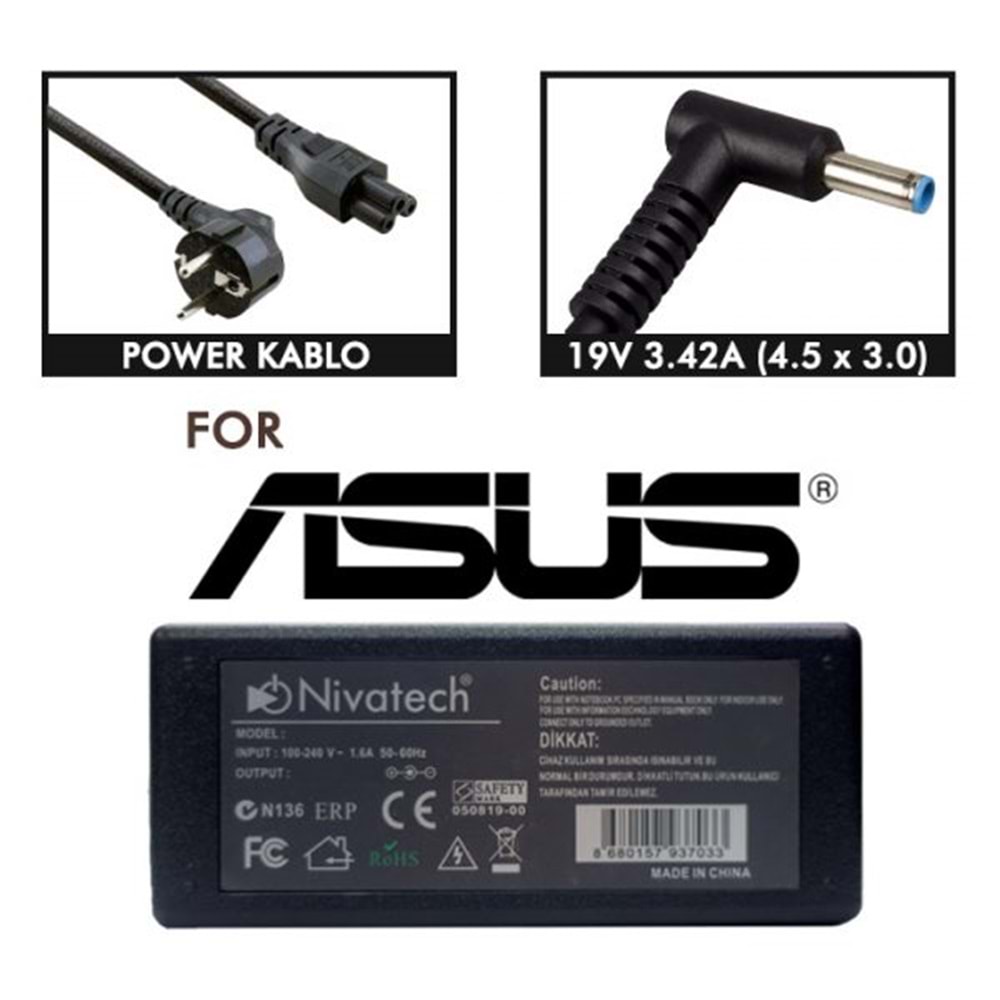 NTC-BC969 20V 6.5A (4.5*3.0) Nivatech Notebook Adaptörü