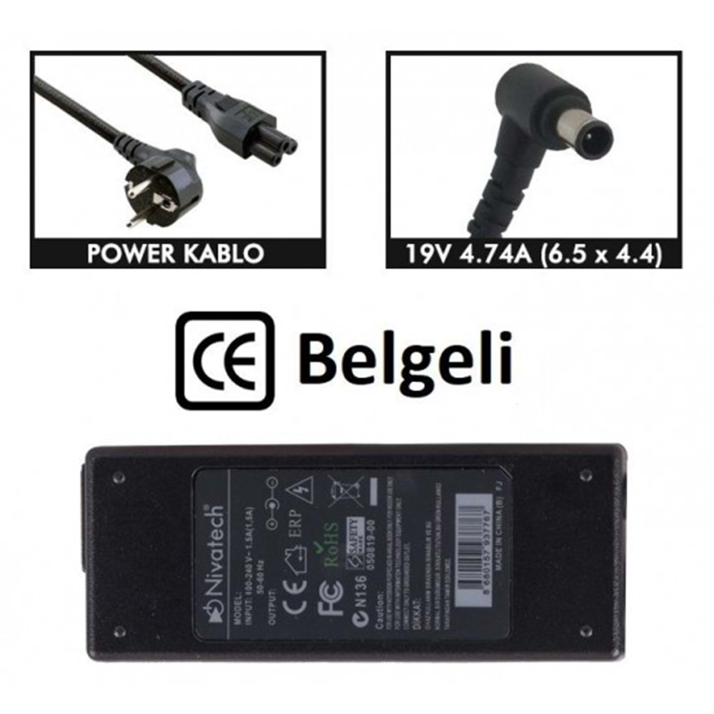 NTC-BC995 19V - 4.74A (6.6*4.4) Nivatech Monitör Adaptör