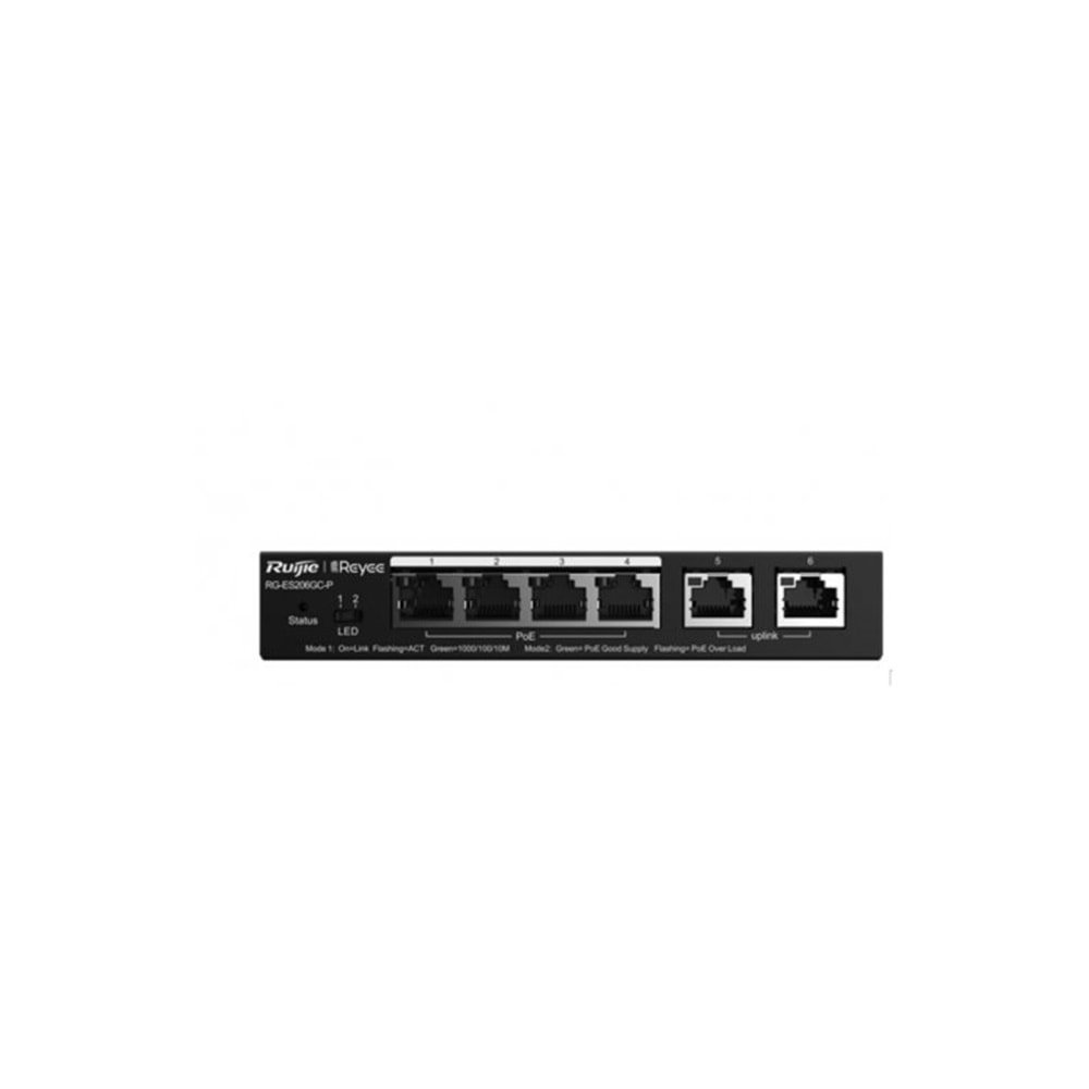 Reyee RG-ES206GC-P 6 Portlu, 10/100/1000 Gigabit, Yönetilebilir Switch