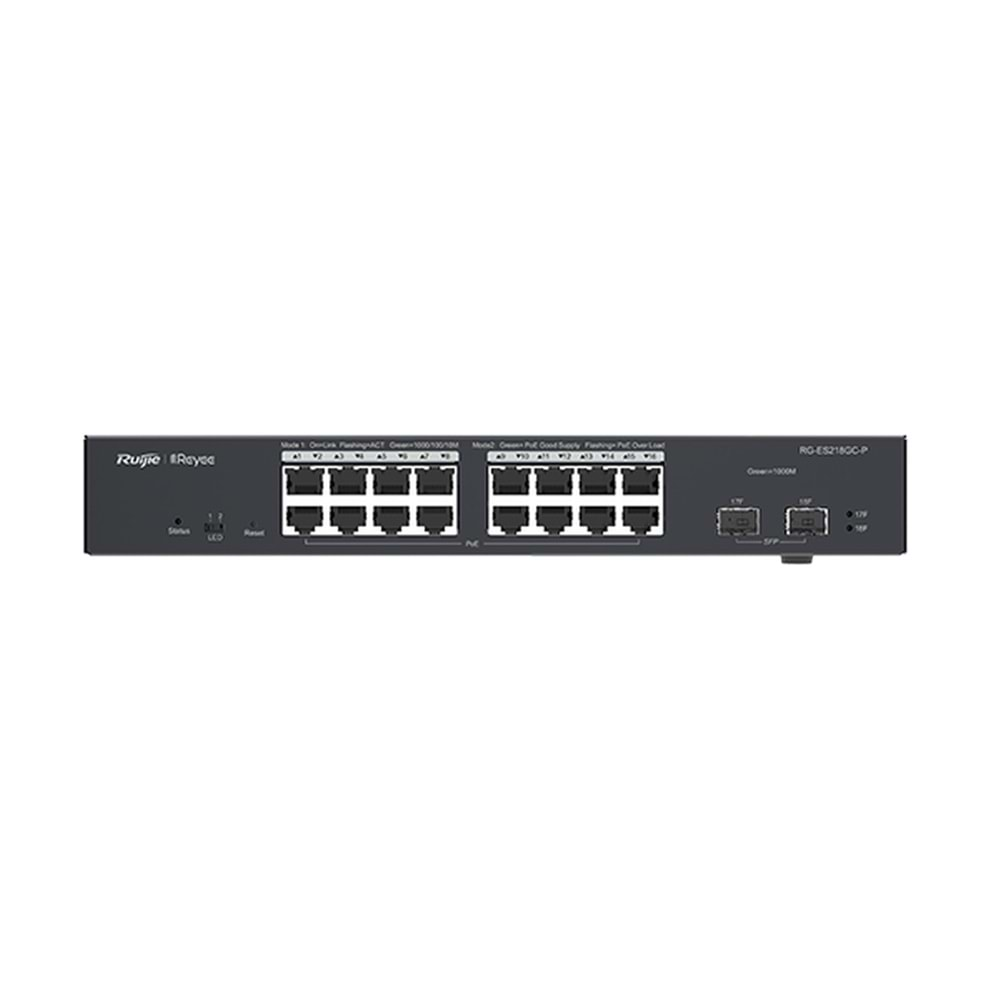 Reyee RG-ES218GC-P 16 Portlu, 10/100/1000 Gigabit, Yönetilebilir Switc