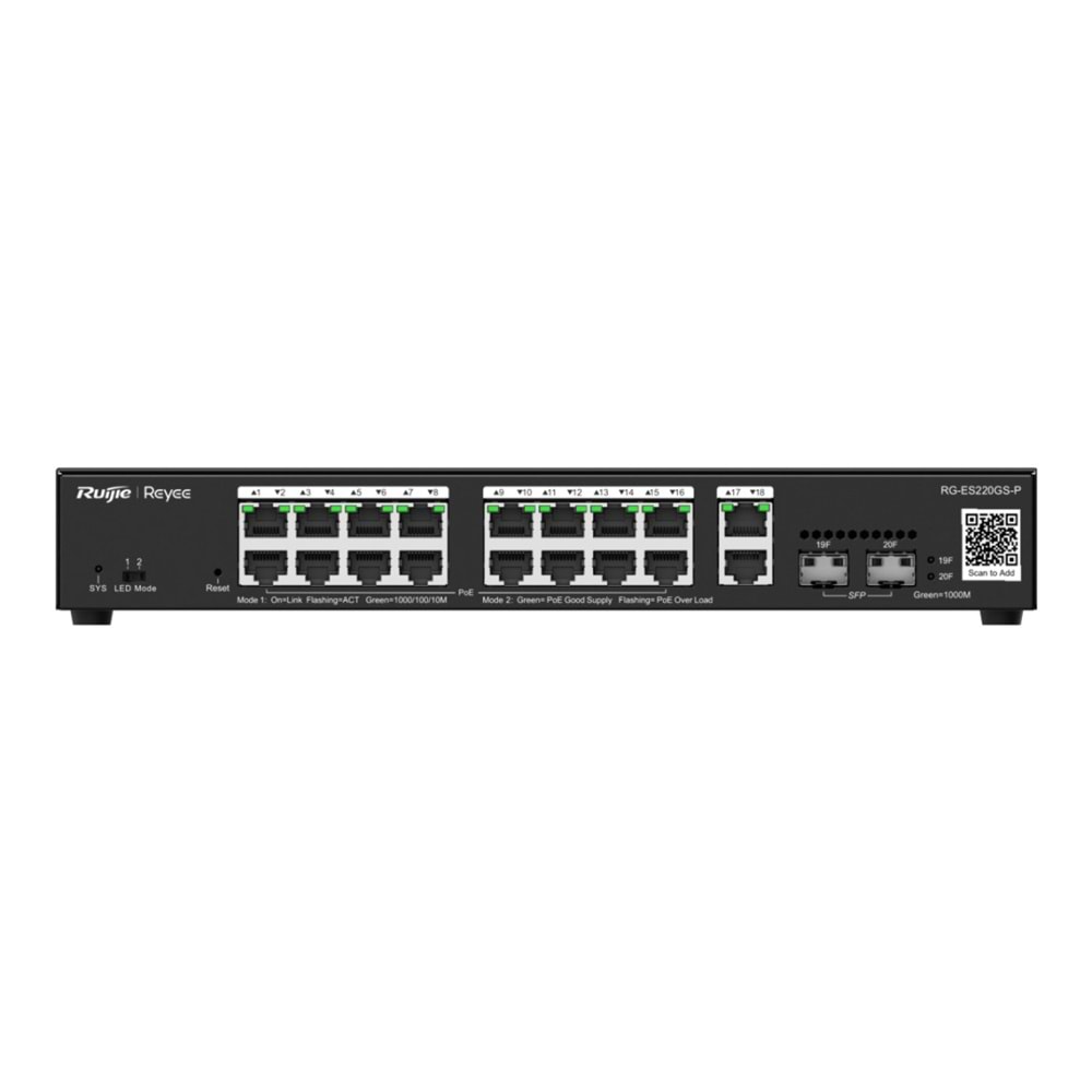 Reyee RG-ES220GS-P 20 Portlu, 10/100/1000 Gigabit, Yönetilebilir Switc