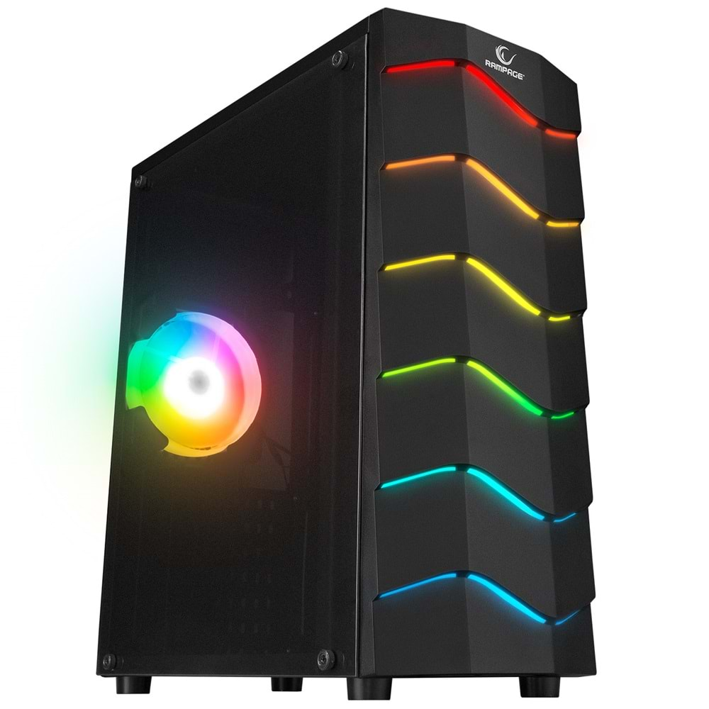 RM-ARC-X Rampage RGB Ledli Acrylic Panel 120mm Fanlı Gaming Kasa