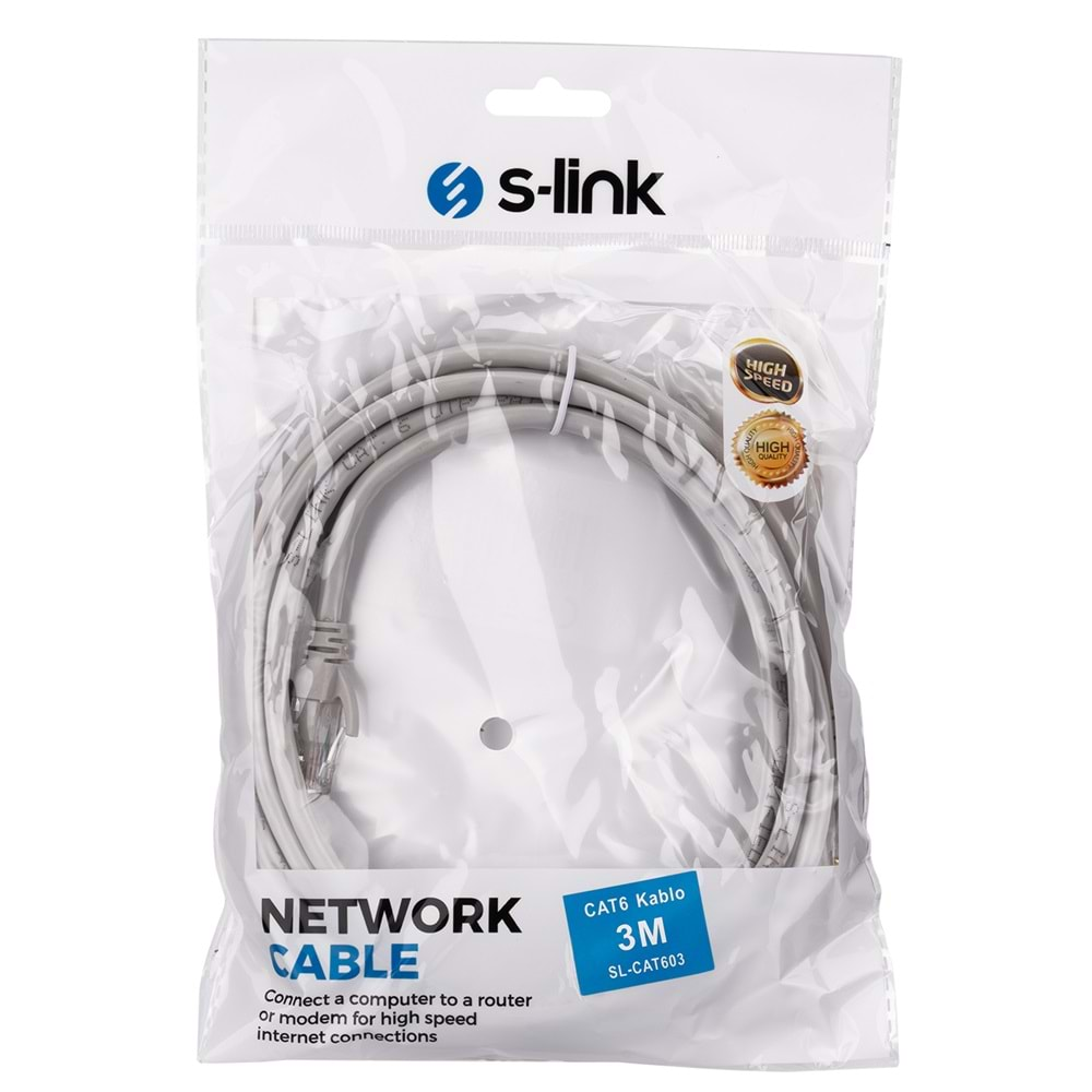 SL-CAT603 Slink Cat6 3M Gri Patch Kablo