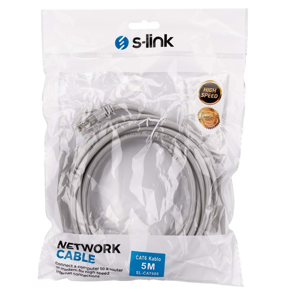 SL-CAT605 Slink Cat6 5M Gri Patch Kablo