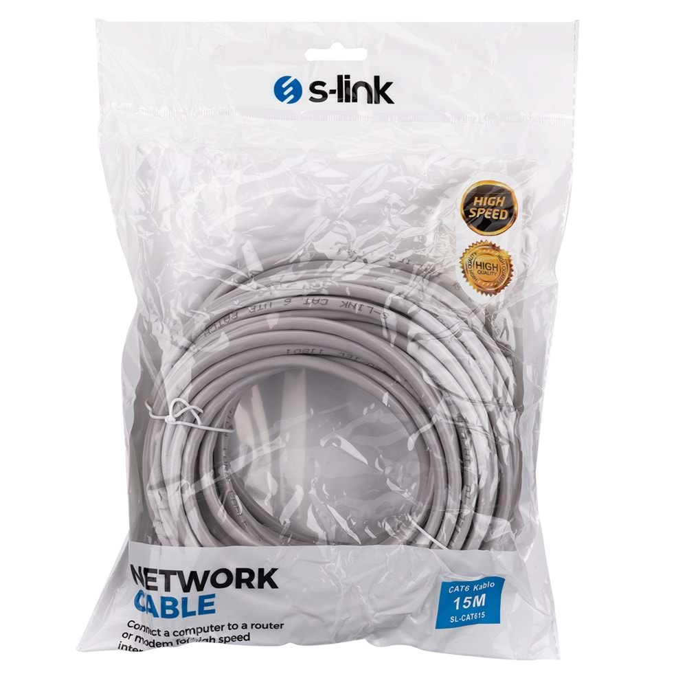 SL-CAT615 Slink Cat6 15M Gri Patch Kablo