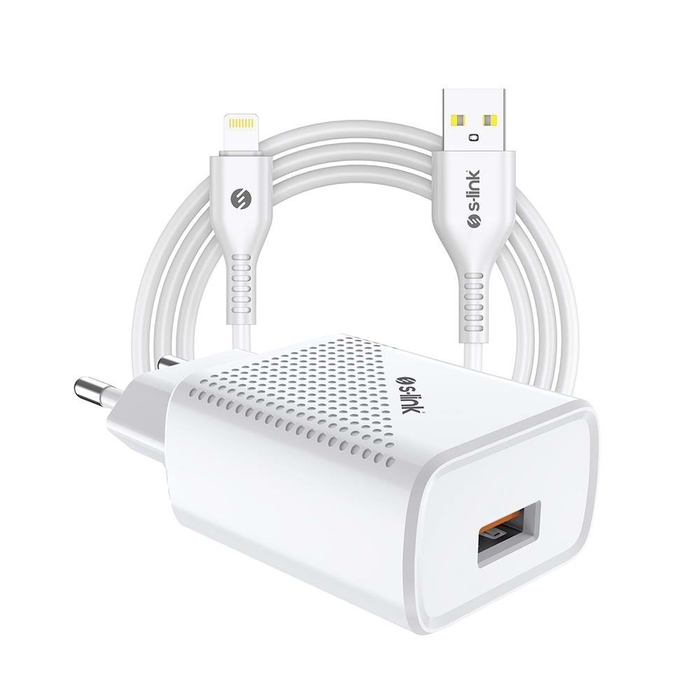 SL-EC40L Slink 5V 2400MA Lightning Kablolu Beyaz Ev Şarj Adaptörü