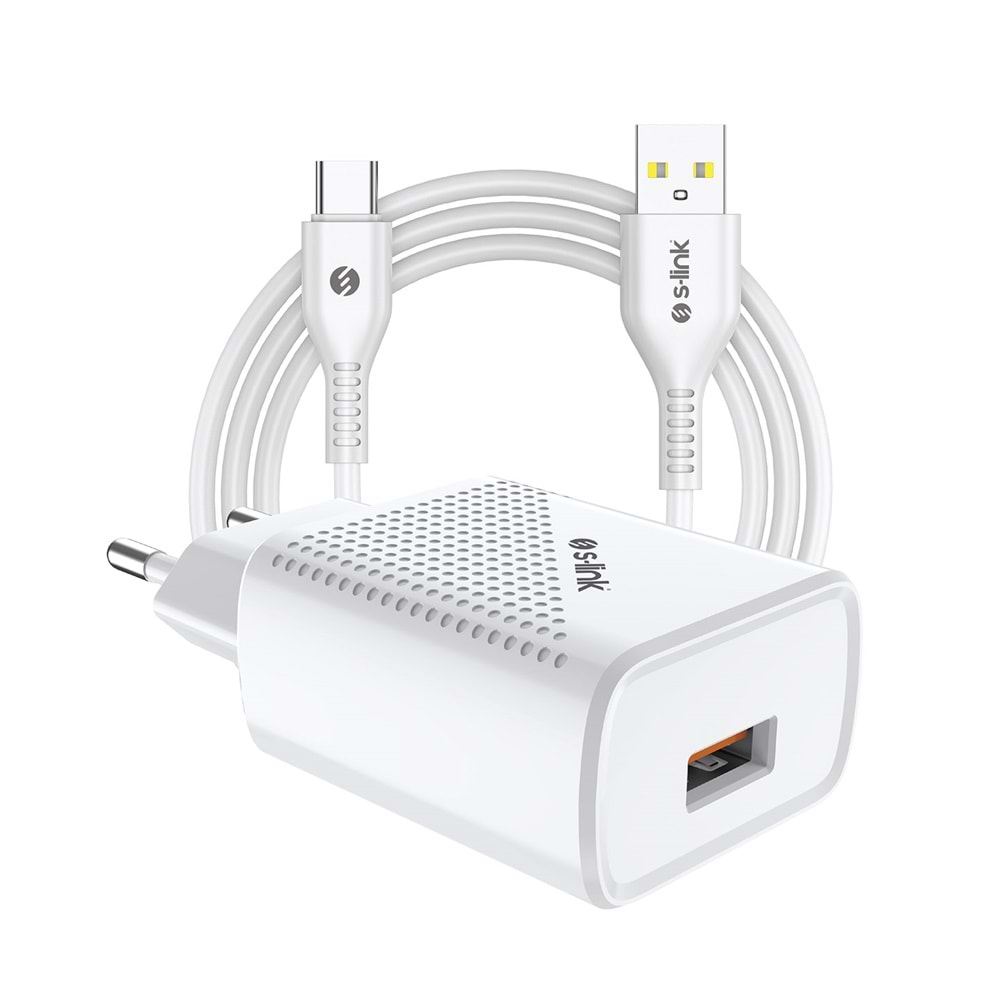 SL-EC40T Slink 5V 2400MA Type-C Kablolu Beyaz Ev Şarj Adaptörü