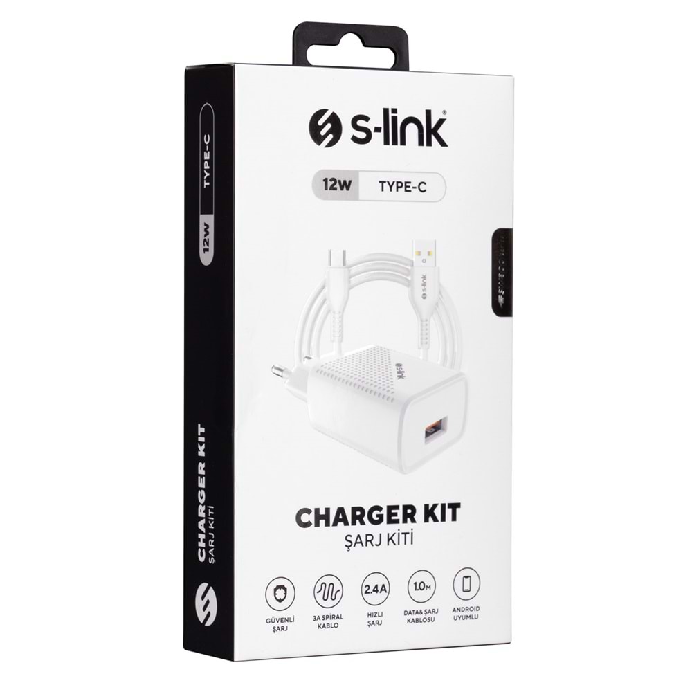 SL-EC40T Slink 5V 2400MA Type-C Kablolu Beyaz Ev Şarj Adaptörü