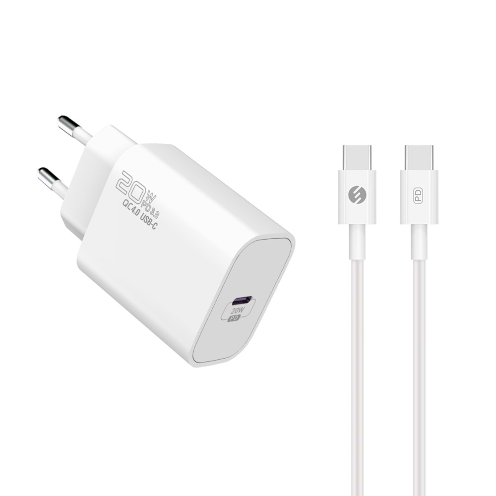 SL-EC62TP Slink Type-C 20W PD3.0 QC4.0 Kablo ve Ev Şarj Adaptörü