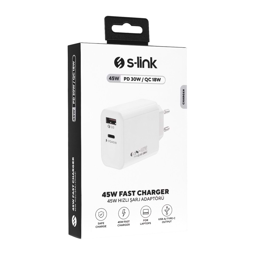 SL-EC68 Slink 45W GAN PD 30W QC 18W Type Usb-C Hızlı Notebook Adaptörü