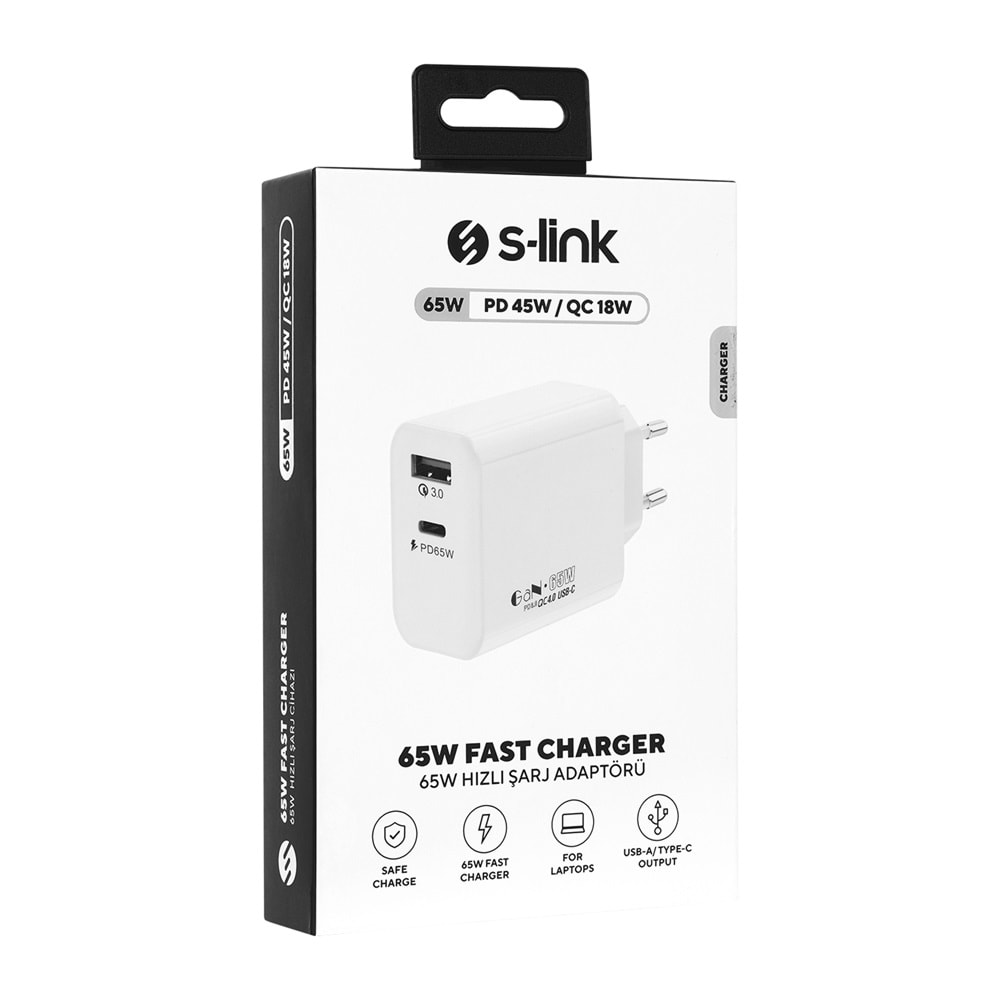 SL-EC69 Slink 65W GAN PD 30W QC 18W Type Usb-C Hızlı Notebook Adaptörü