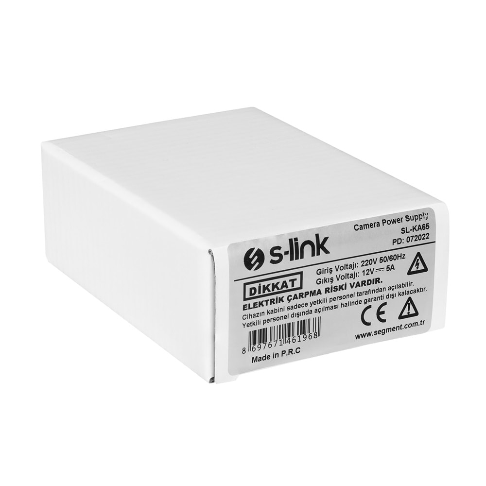 SL-KA65 Slink 65W 12V/5A Metal Kasa Kamera Adaptörü