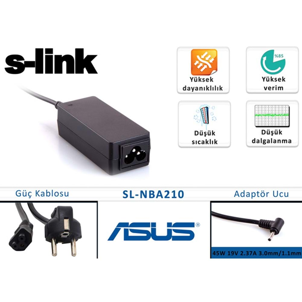 SL-NBA210 19V-2.37A (3.0*1.1) 45W Slink Notebook Adaptörü